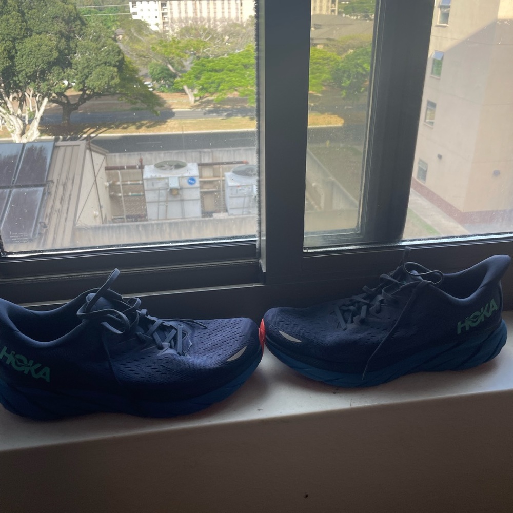 Hoka Clifton 8. Worn twice on short runs, but didn’t fit my feet well.